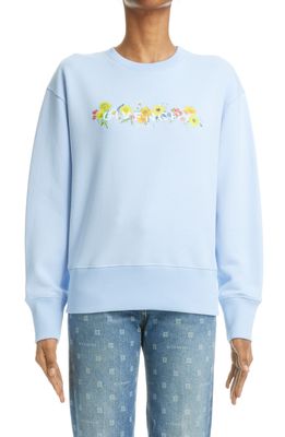 Givenchy 4G Peace Flowers Graphic Sweatshirt in 451-Pale Blue