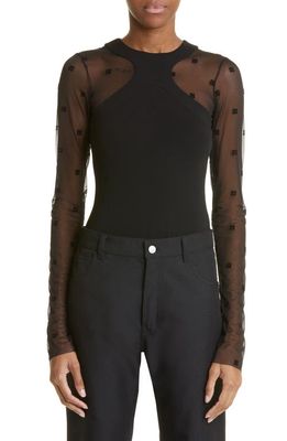 Givenchy 4G Tulle Sleeve Halter Neck Bodysuit in Black