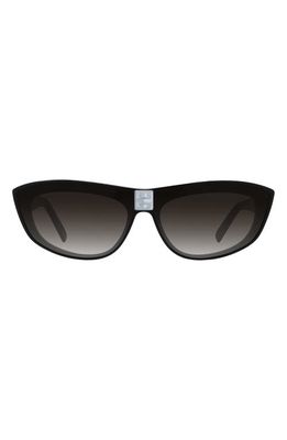Givenchy 4Gem 146mm Oversize Oval Sunglasses in Shiny Black /Gradient Smoke