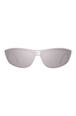 Givenchy 4Gem 146mm Oversize Oval Sunglasses in White /Smoke Mirror