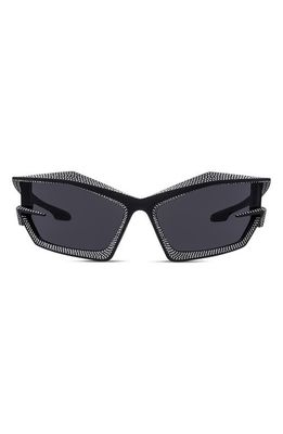 Givenchy 69mm Geometric Sunglasses in Matte Black /Silver Flash