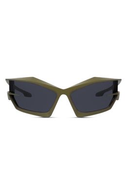 Givenchy 69mm Geometric Sunglasses in Matte Dark Green /Smoke