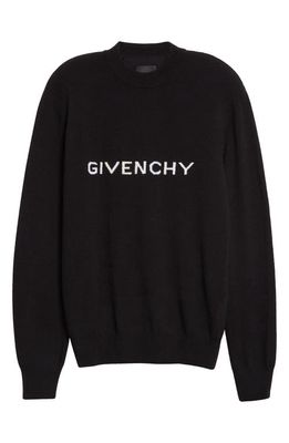 Givenchy Archetype Logo Intarsia Wool Crewneck Sweater in Black