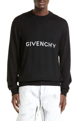 Givenchy Archetype Logo Intarsia Wool Sweater in Black