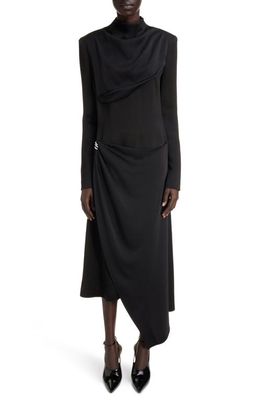 Givenchy Asymmetric Drape Detail Long Sleeve Dress in Black