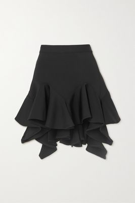 Givenchy - Asymmetric Ruffled Stretch-jersey Mini Skirt - Black