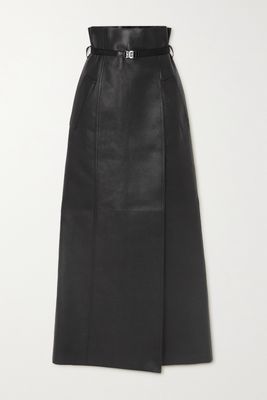 Givenchy - Belted Leather Maxi Skirt - Black