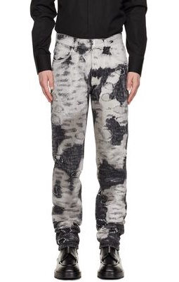 Givenchy Black & White Painted Destroyed Jeans