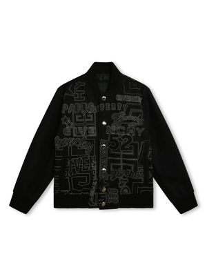 Givenchy Black Bomber Jacket With All-over Embroidery