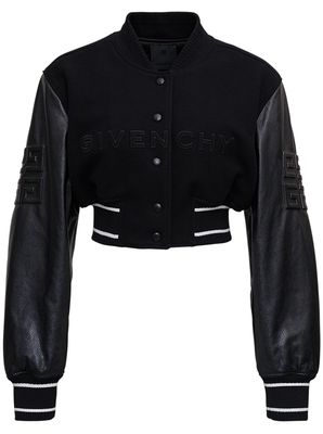 Givenchy Black Croppeed Wool Blend Jacket With Logo