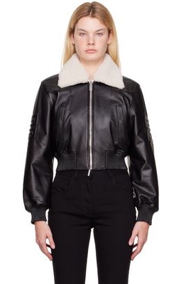 Givenchy Black Shearling Collar Leather Jacket