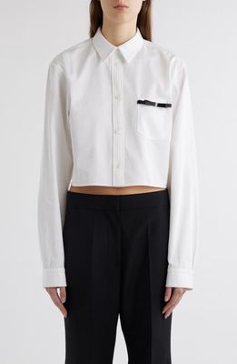 Givenchy Bow Pocket Button-Up Crop Shirt in White