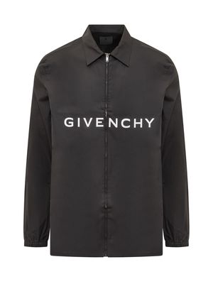 Givenchy Boxy Fit Long Sleeve Zip Print Shirt