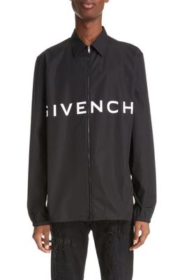 Givenchy Boxy Logo Zip Shirt in Black