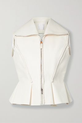 Givenchy - Braided Leather Peplum Vest - White