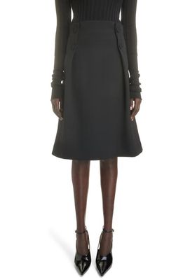 Givenchy Buttoned Wool Tricotine Skirt in Black