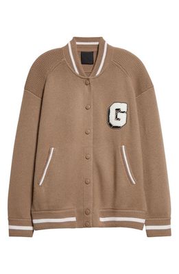 Givenchy Cashmere Knit Varsity Cardigan in Beige