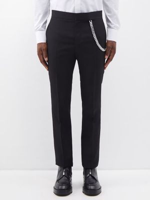 Givenchy - Chain-embellished Tailored Wool Trousers - Mens - Black