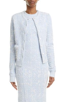 Givenchy Chain Pocket Detail Tweed Cardigan in 490-Blue/White