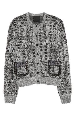 Givenchy Chain Pocket Detail Tweed Cardigan in Black/White