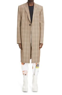 Givenchy Check Raw Edge Wool Blend Topcoat in Light Brown/Brown
