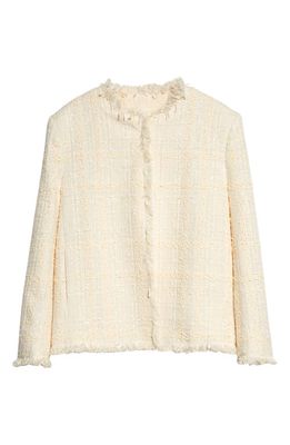Givenchy Collarless Tweed Knit Jacket in 150-Ecru