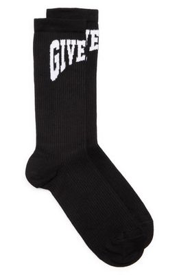 Givenchy College Logo Cotton Blend Crew Socks in Black