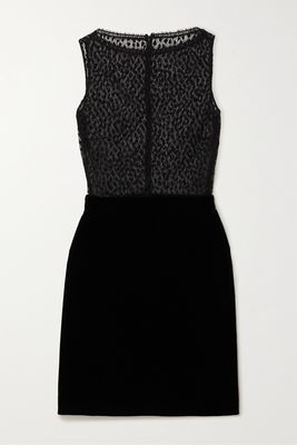 Givenchy - Cotton-blend Lace And Velvet Mini Dress - Black