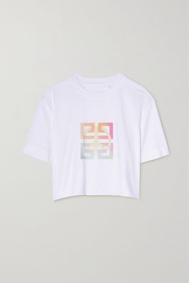 Givenchy - Cropped Printed Cotton-jersey T-shirt - White