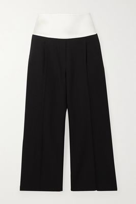 Givenchy - Cropped Satin-trimmed Grain De Poudre Wool Pants - Black
