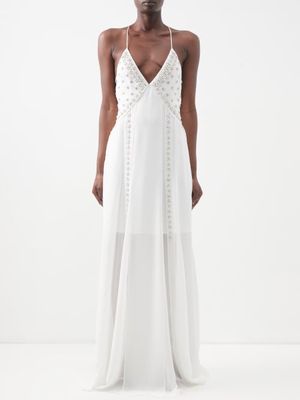 Givenchy - Crystal-embellished Silk Dress - Womens - Cream
