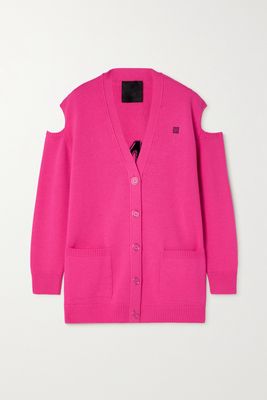 Givenchy - Cutout Intarsia Wool And Cashmere-blend Cardigan - Pink