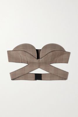 Givenchy - Cutout Prince Of Wales Checked Wool-blend Bralette - Brown