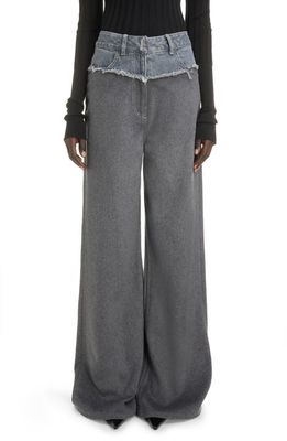 Givenchy Denim & Wool Extrawide Leg Pants in Grey