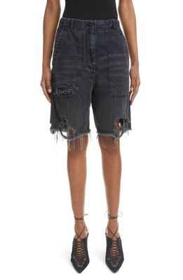 Givenchy Distressed Denim Cargo Shorts in Charcoal