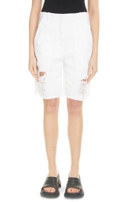Givenchy Distressed Denim Cargo Shorts in White