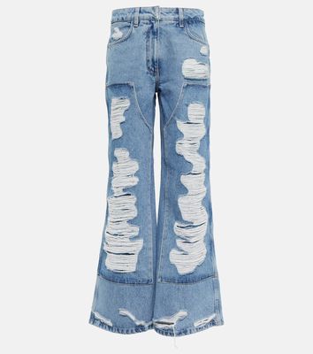 Givenchy Distressed mid-rise wide-leg jeans