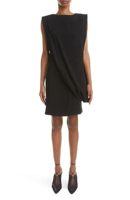 Givenchy Drape Front Twist Satin & Crepe Dress in Black
