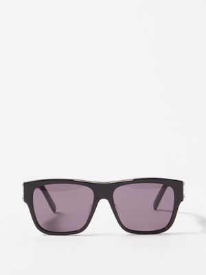 Givenchy Eyewear - 4g Oversized Square Acetate Sunglasses - Womens - Black Silver