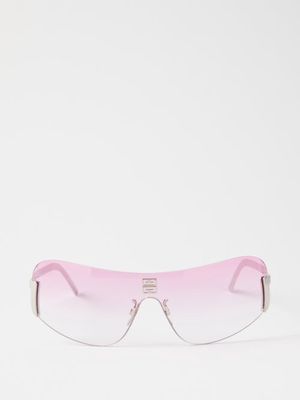 Givenchy Eyewear - 4g Shield Metal Sunglasses - Womens - Pink Silver