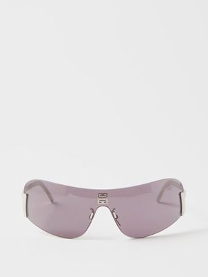 Givenchy Eyewear - 4g Shield Metal Sunglasses - Womens - Silver Grey