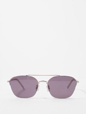 Givenchy Eyewear - Gv Speed Aviator Metal Sunglasses - Womens - Silver Grey