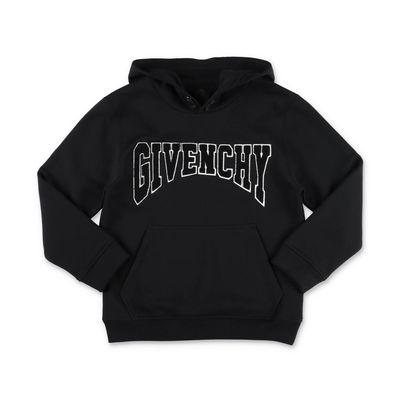 Givenchy Felpa Nera In Misto Cotone Con Cappuccio Bambina