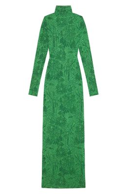Givenchy Floral Jacquard Long Sleeve Knit Gown in Absynthe Green