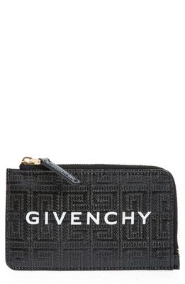 Givenchy G Cut Zip Coated Canvas & Leather Card Case in Black