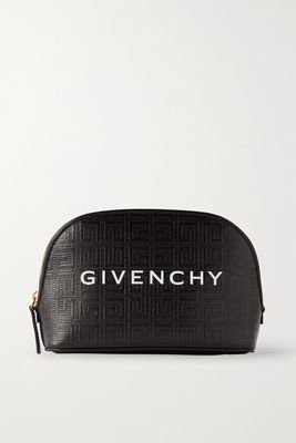 Givenchy - G-essentials Leather-trimmed Embossed Coated-canvas Pouch - Black