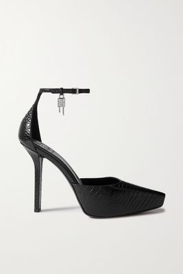 Givenchy - G-lock Croc-effect Leather Platform Pumps - Black