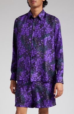 Givenchy Grape Print Silk Button-Up Shirt in Purple