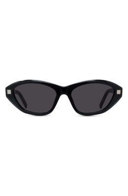 Givenchy GV Day 55mm Cat Eye Sunglasses in Shiny Black /Smoke