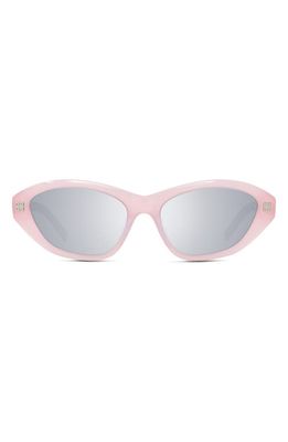 Givenchy GV Day 55mm Cat Eye Sunglasses in Shiny Pink /Smoke Mirror